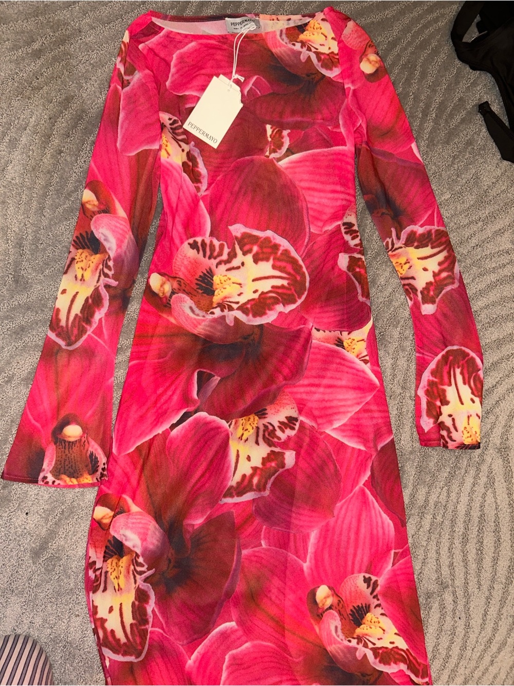 Peppermayo Hot Pink Floral Bodycon Dress